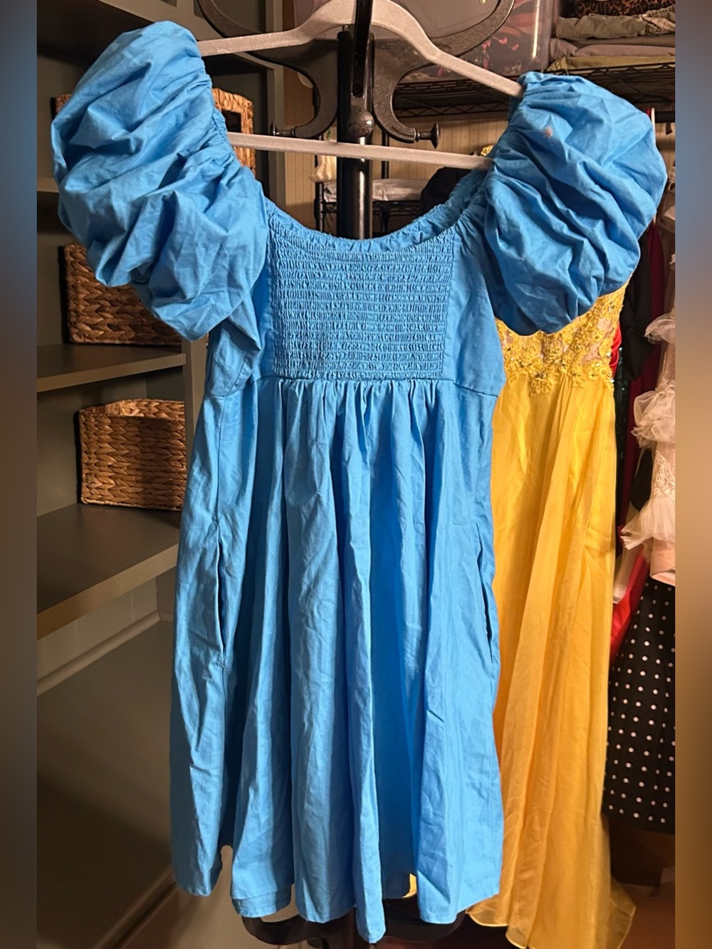 Abercrombie & Fitch Cornflower Blue Puff Sleeve Babydoll Mini Dress Medium - Picture 3 of 11